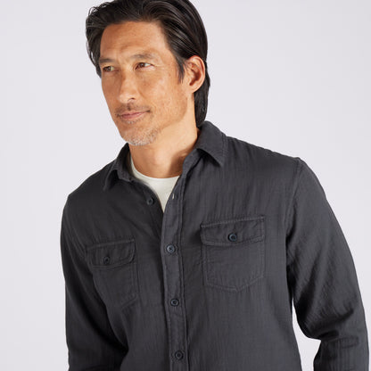 Brando Lightweight Double Cloth Shirt - Washed Black