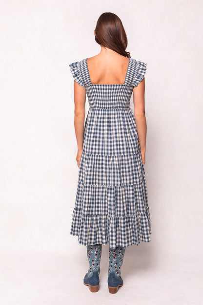 Hailey Dress in Indigo Gingham