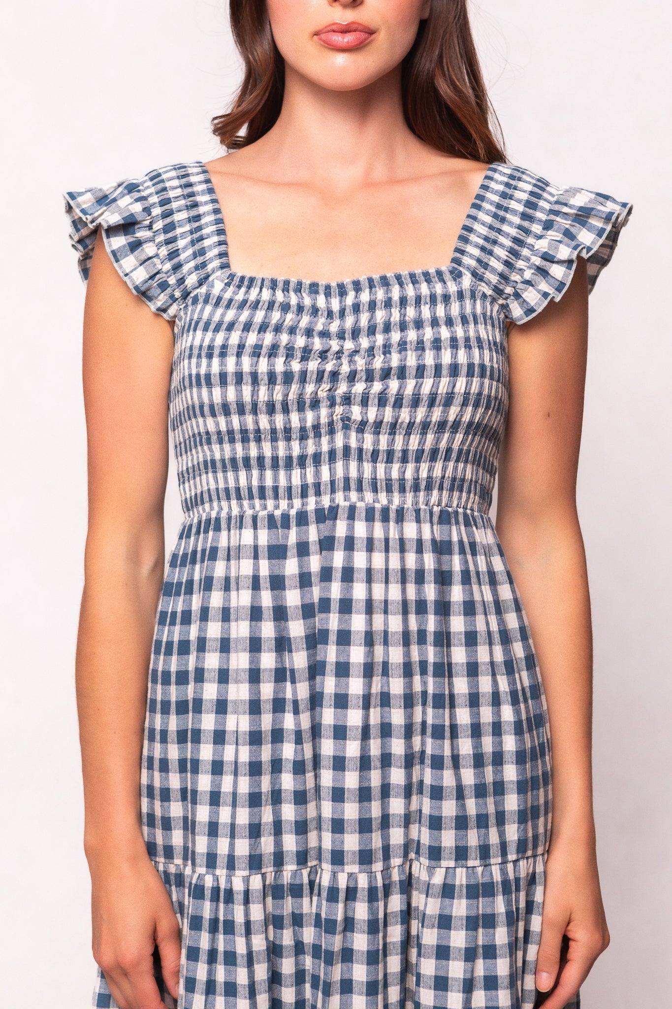 Hailey Dress in Indigo Gingham