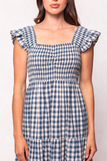 Hailey Dress in Indigo Gingham
