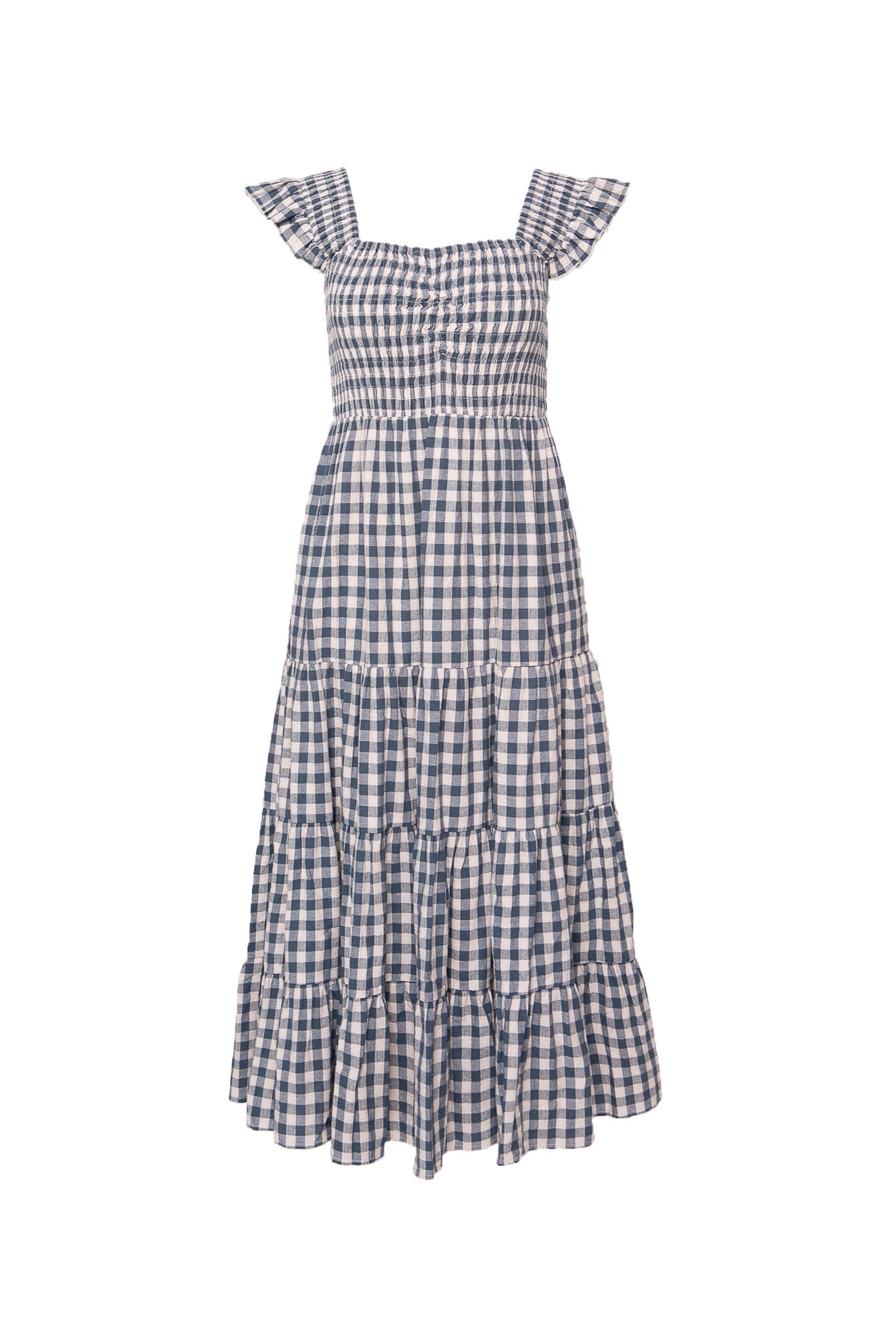 Hailey Dress in Indigo Gingham