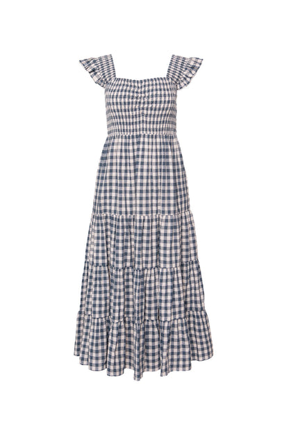 Hailey Dress in Indigo Gingham