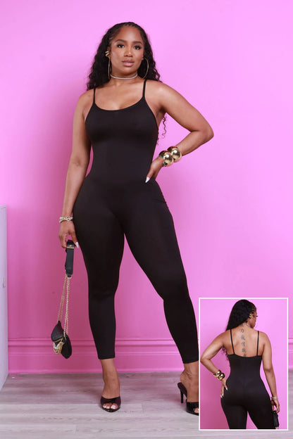 Hard Truths Scoop Neck Bodycon Jumpsuit - Black