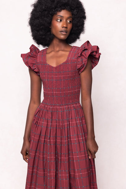 Hattie Dress in Burgundy Plaid