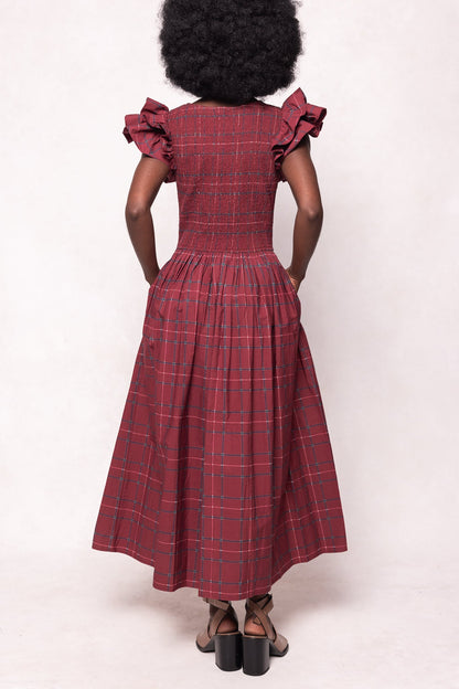 Hattie Dress in Burgundy Plaid