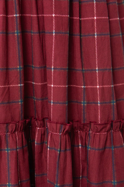 Hattie Dress in Burgundy Plaid