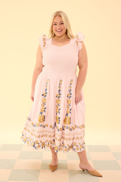 Hattie Dress in Embroidered Spring Floral