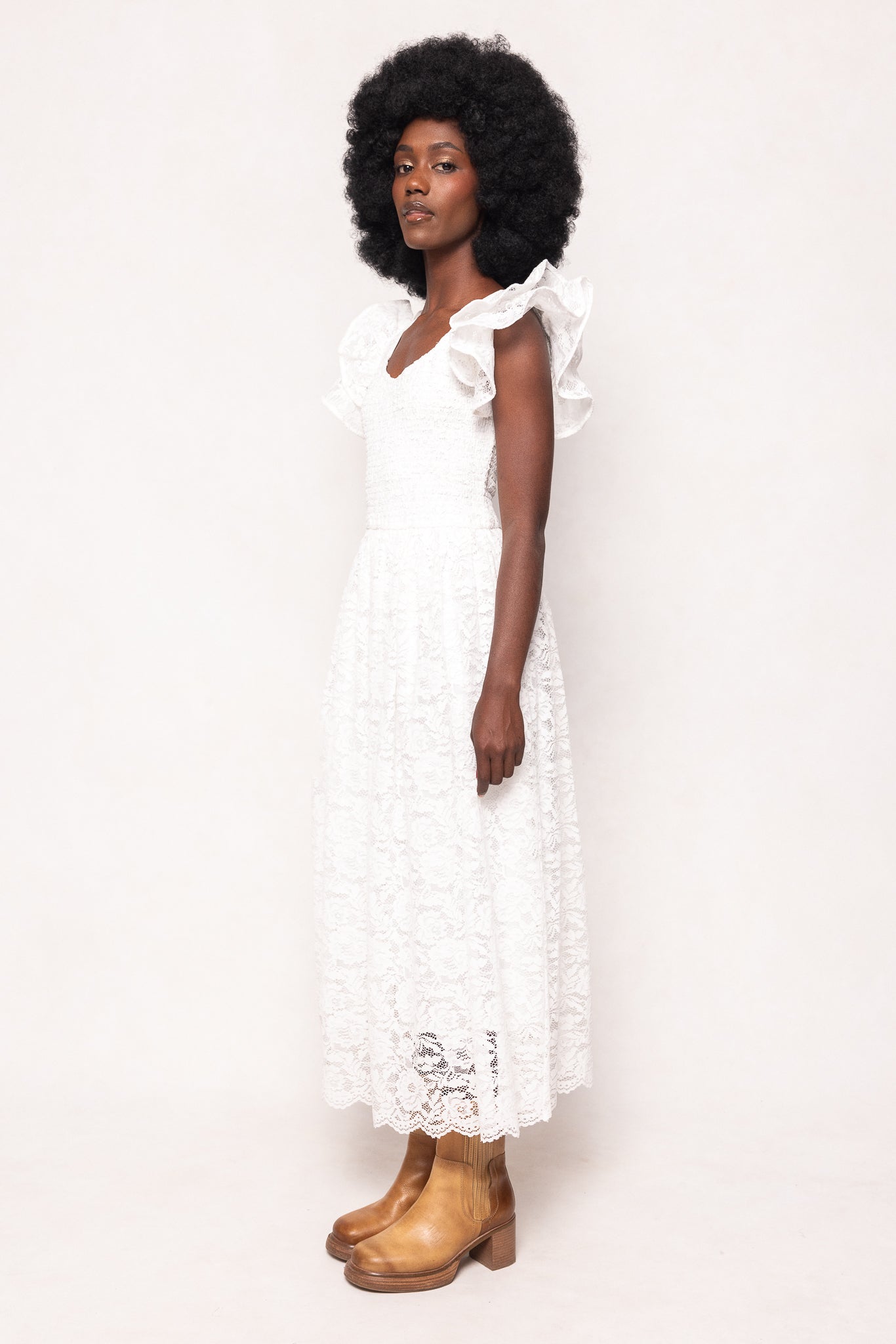 Hattie Dress in White Lace
