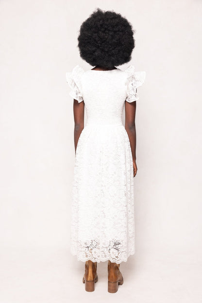 Hattie Dress in White Lace