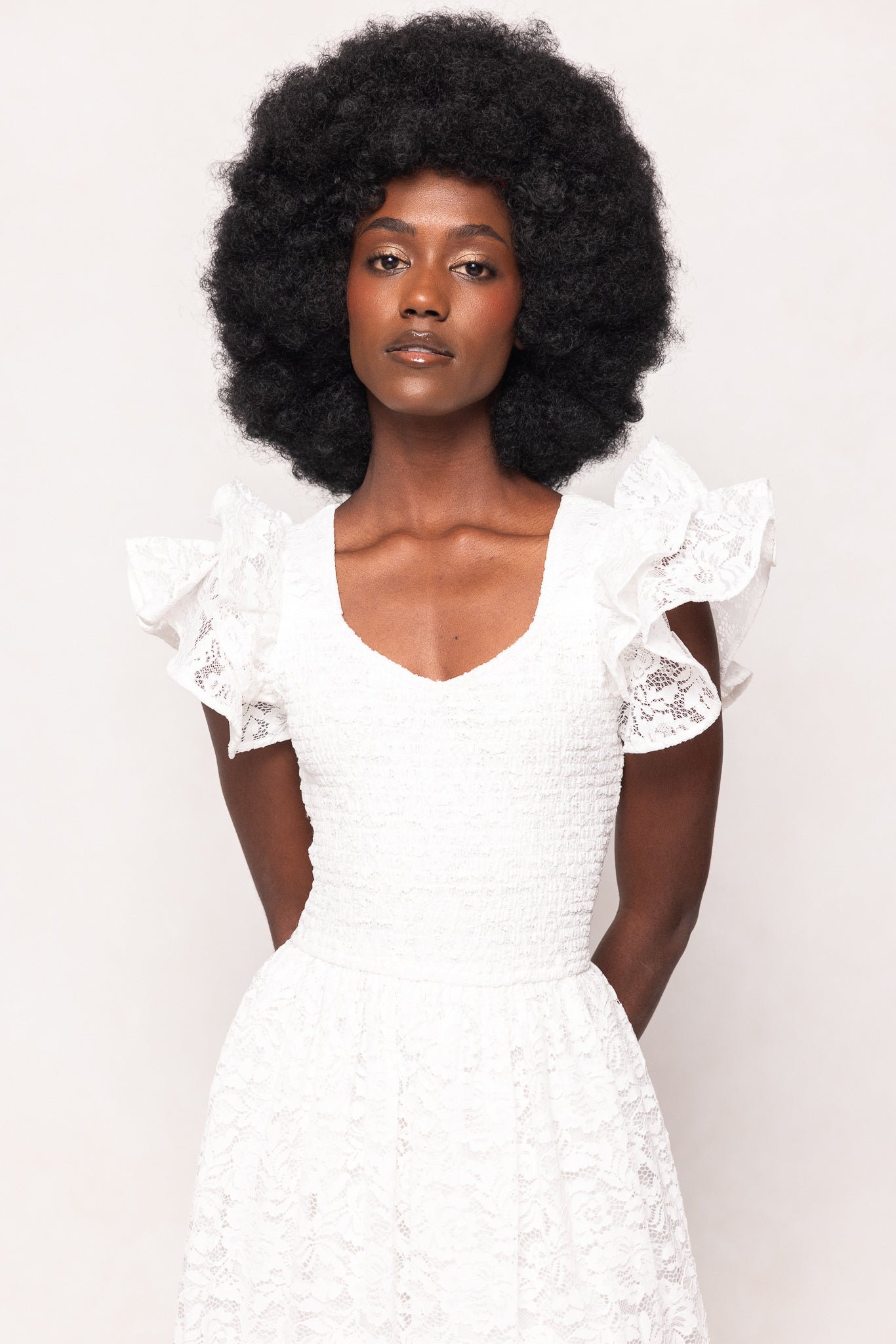Hattie Dress in White Lace
