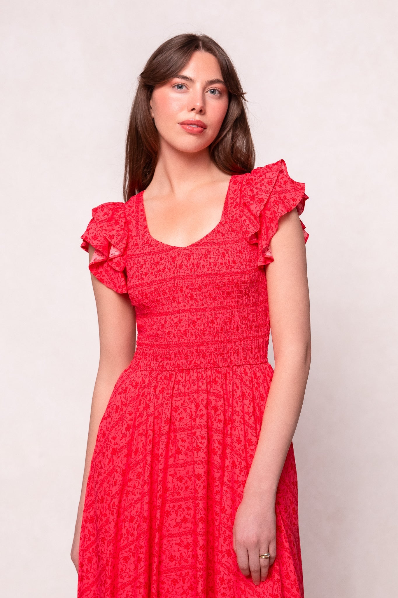 Hattie Dress in Crimson Pink