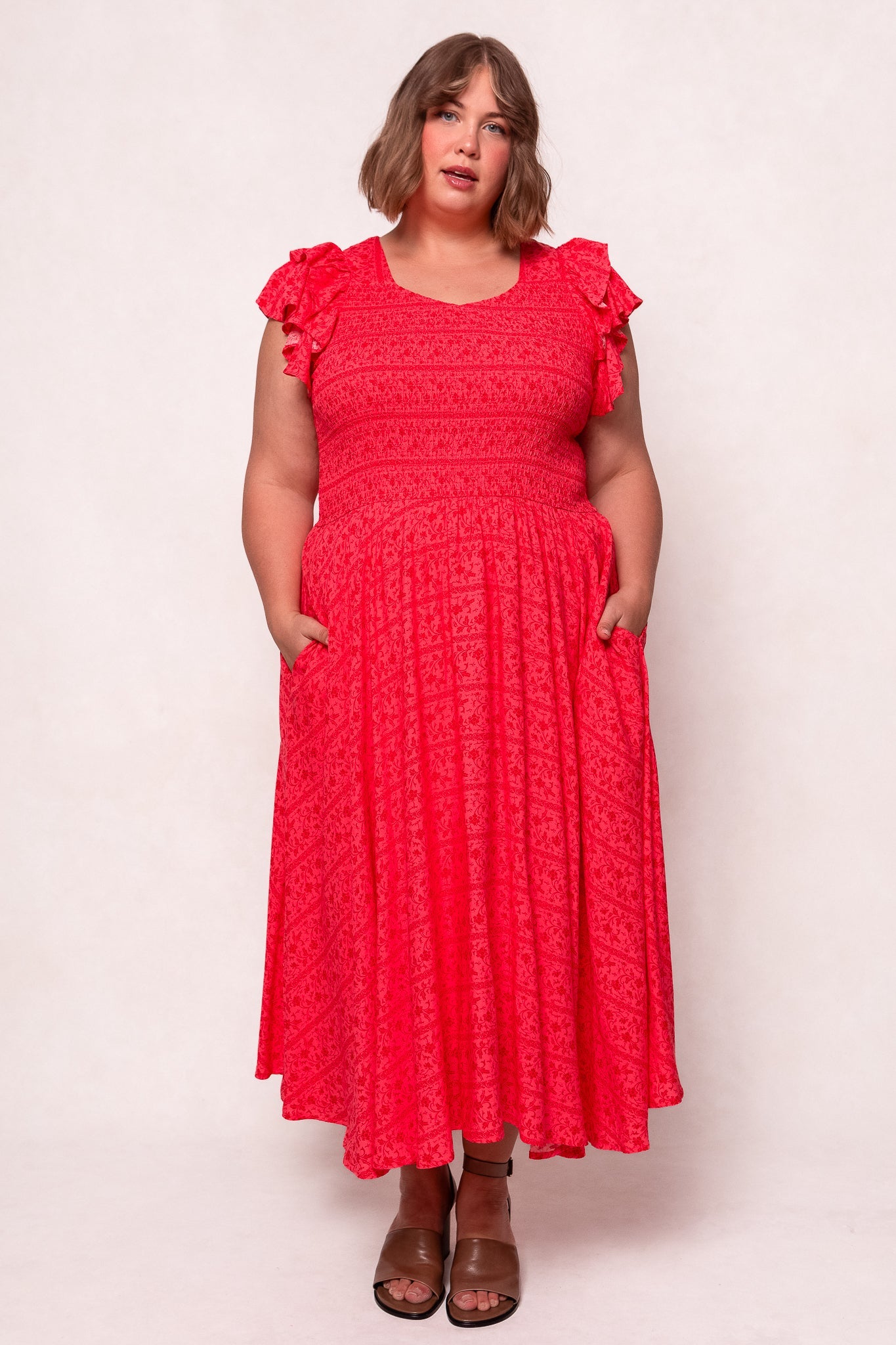 Hattie Dress in Crimson Pink