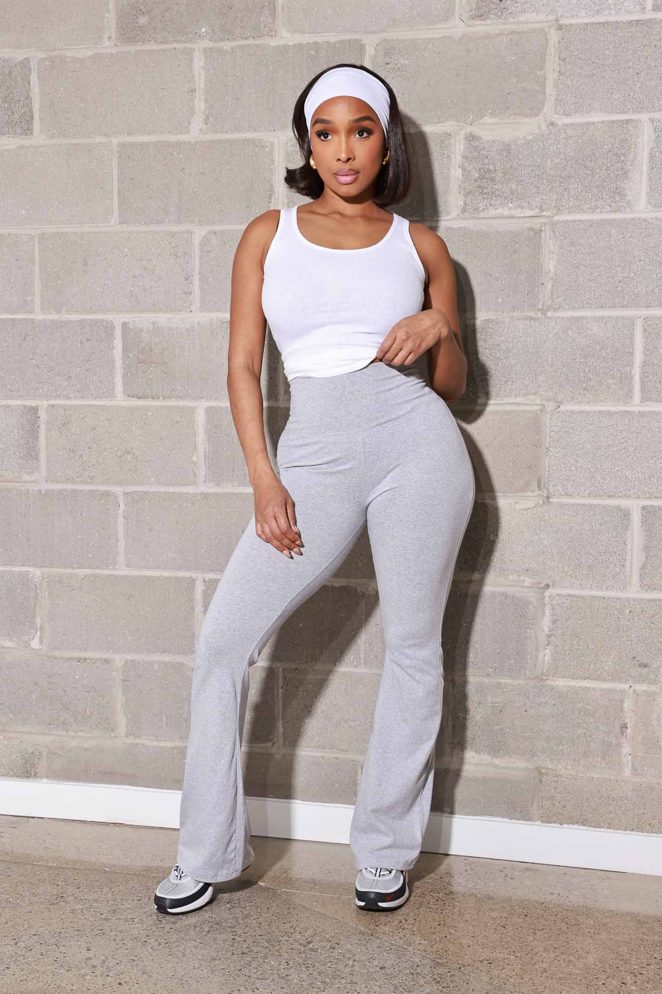 Curve Appeal Flare Leggings - Heather Grey