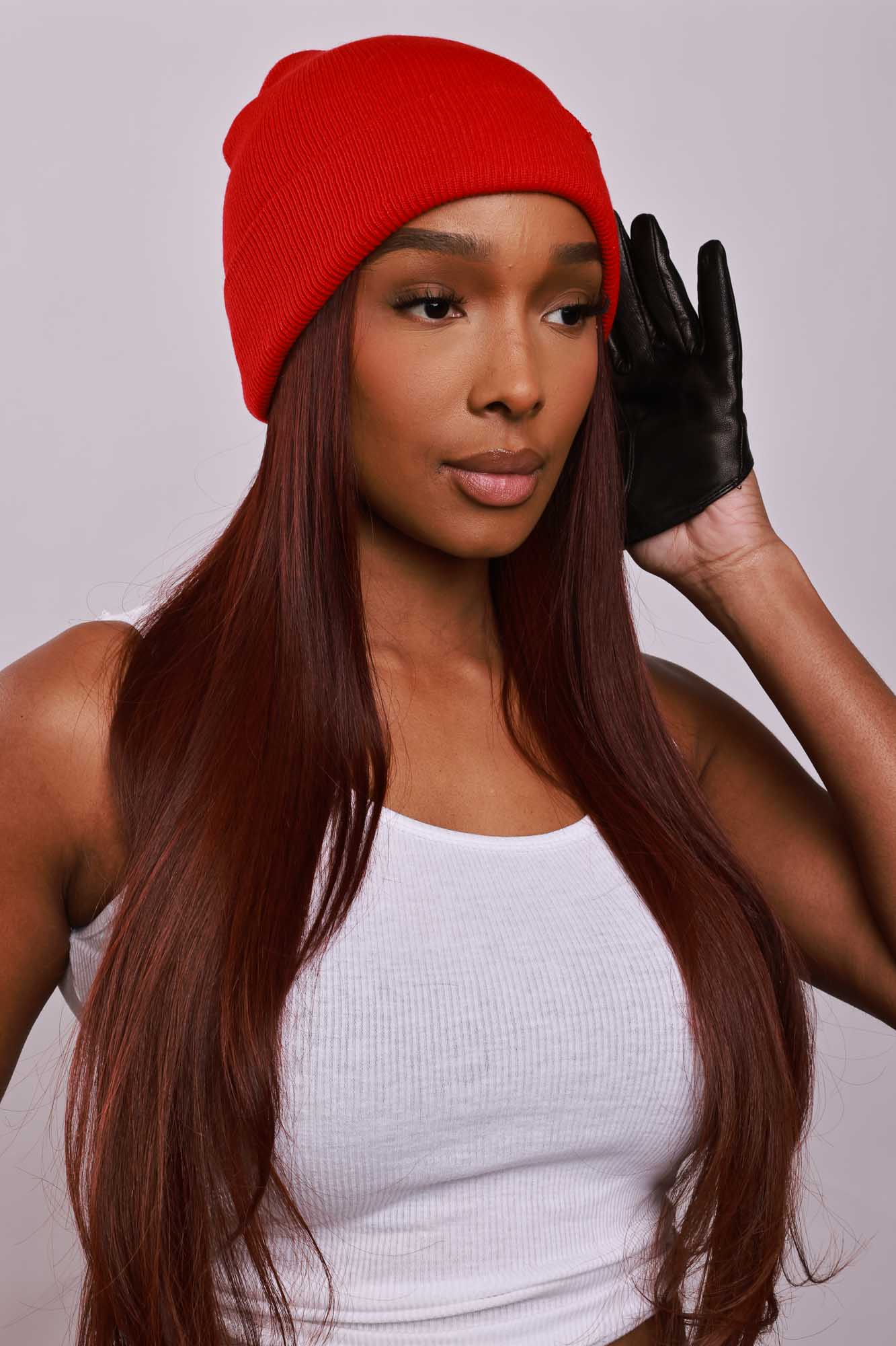 Snuggle Up Classic Fit Knit Beanie - Red