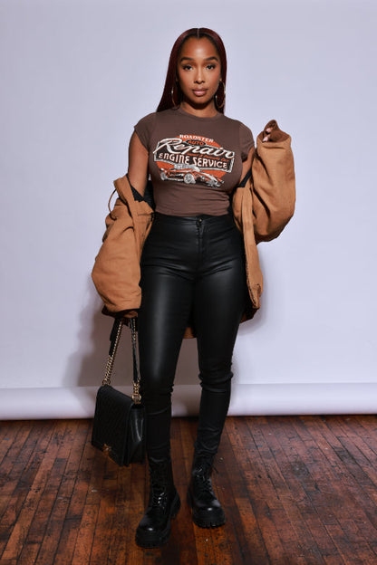Road Trip Graphic Print T-Shirt - Brown
