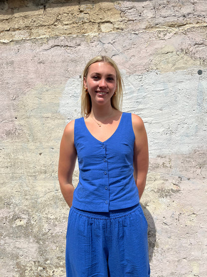 Lowie Cobalt Seersucker Cami Top