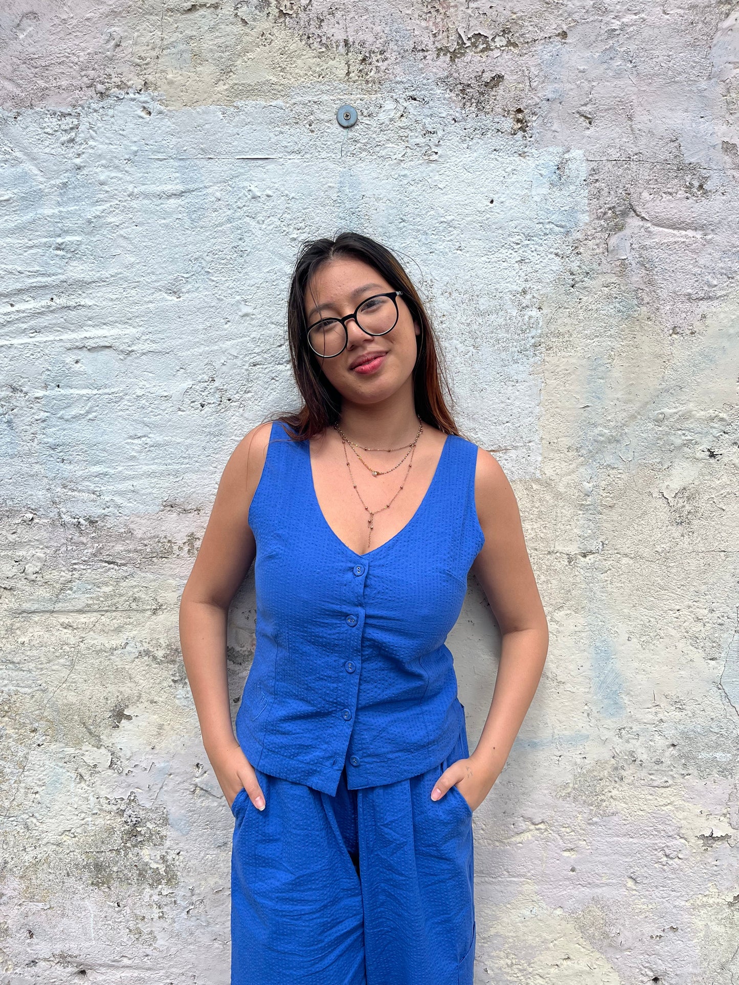 Lowie Cobalt Seersucker Cami Top