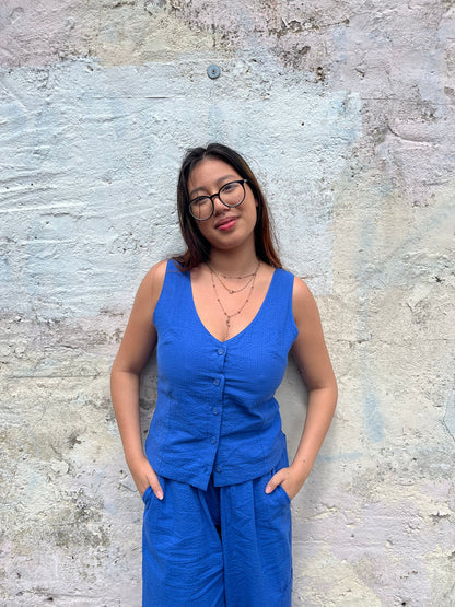 Lowie Cobalt Seersucker Cami Top