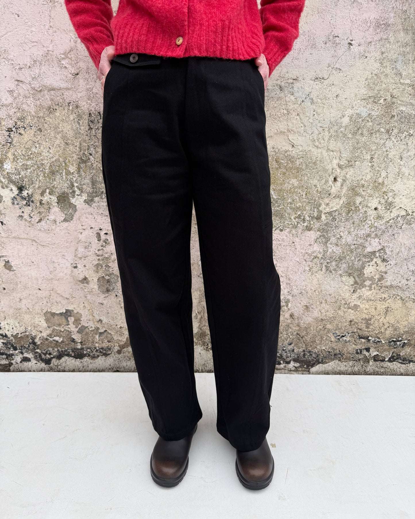Lowie  Black Panelled Trousers