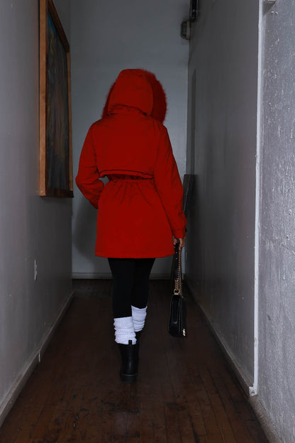 Good Grace Parka Puffer Coat - Red/Black