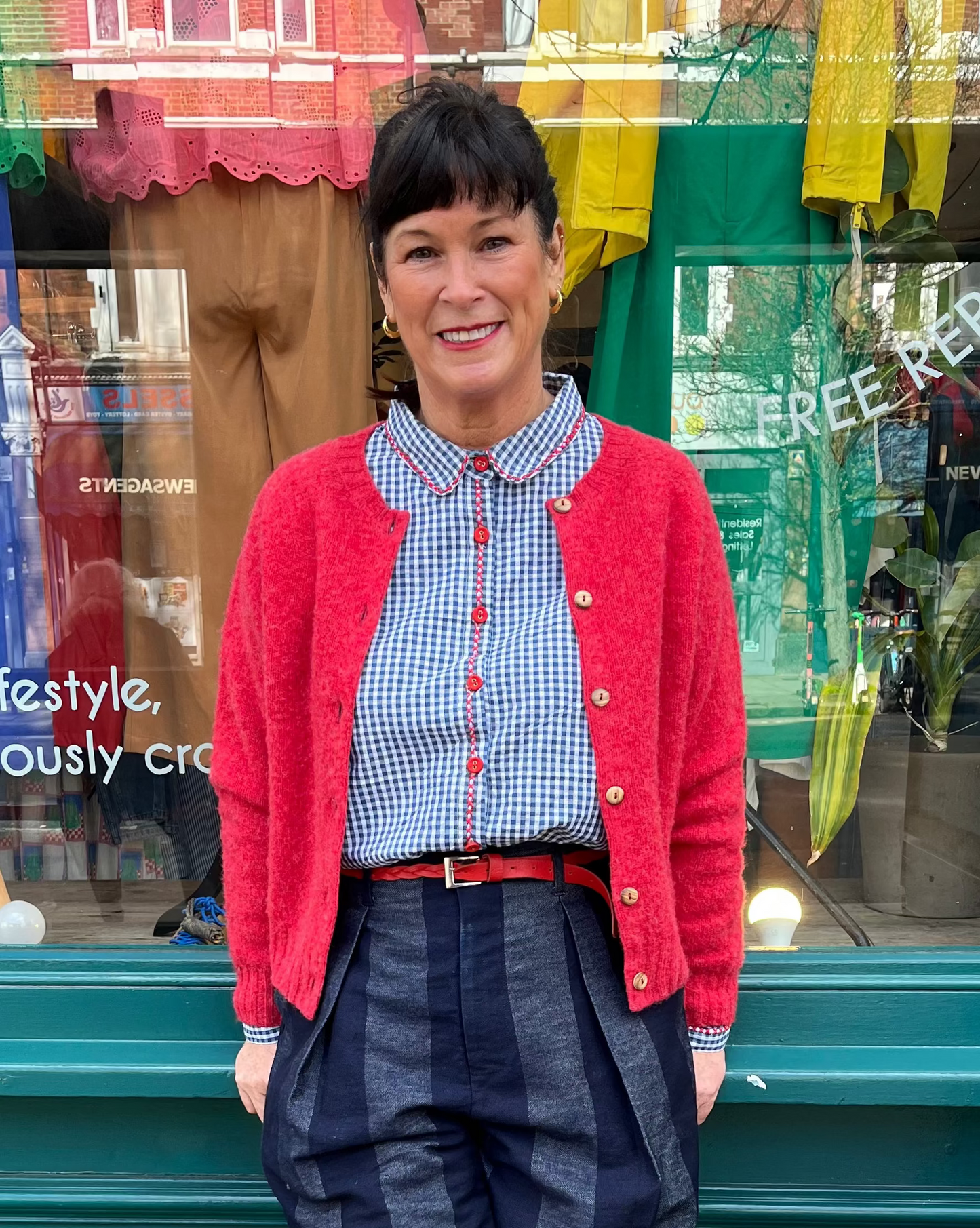 Lowie Gingham Embroidered Blouse