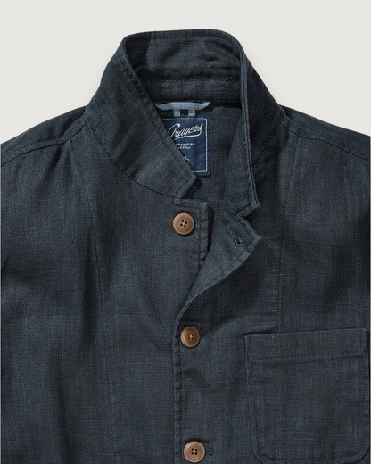 Nelson Ramie Stand Up Collar Jacket - Navy