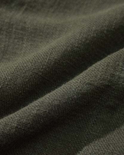 Nelson Ramie Stand Up Collar Blazer - Dark Olive
