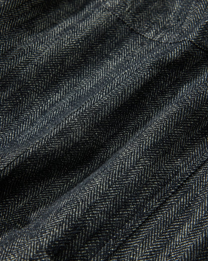 Gaudet Linen French Chore Jacket - Navy Herringbone