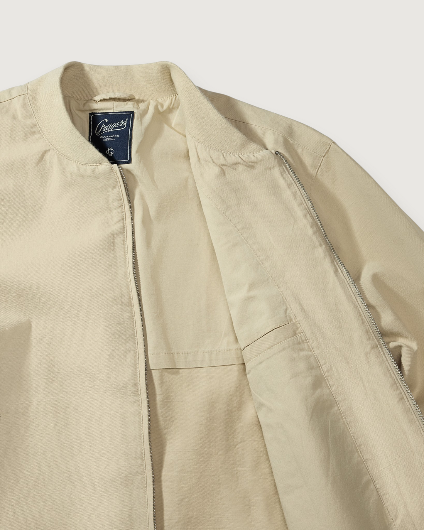 Conrad Cotton Linen Bomber - Light Khaki