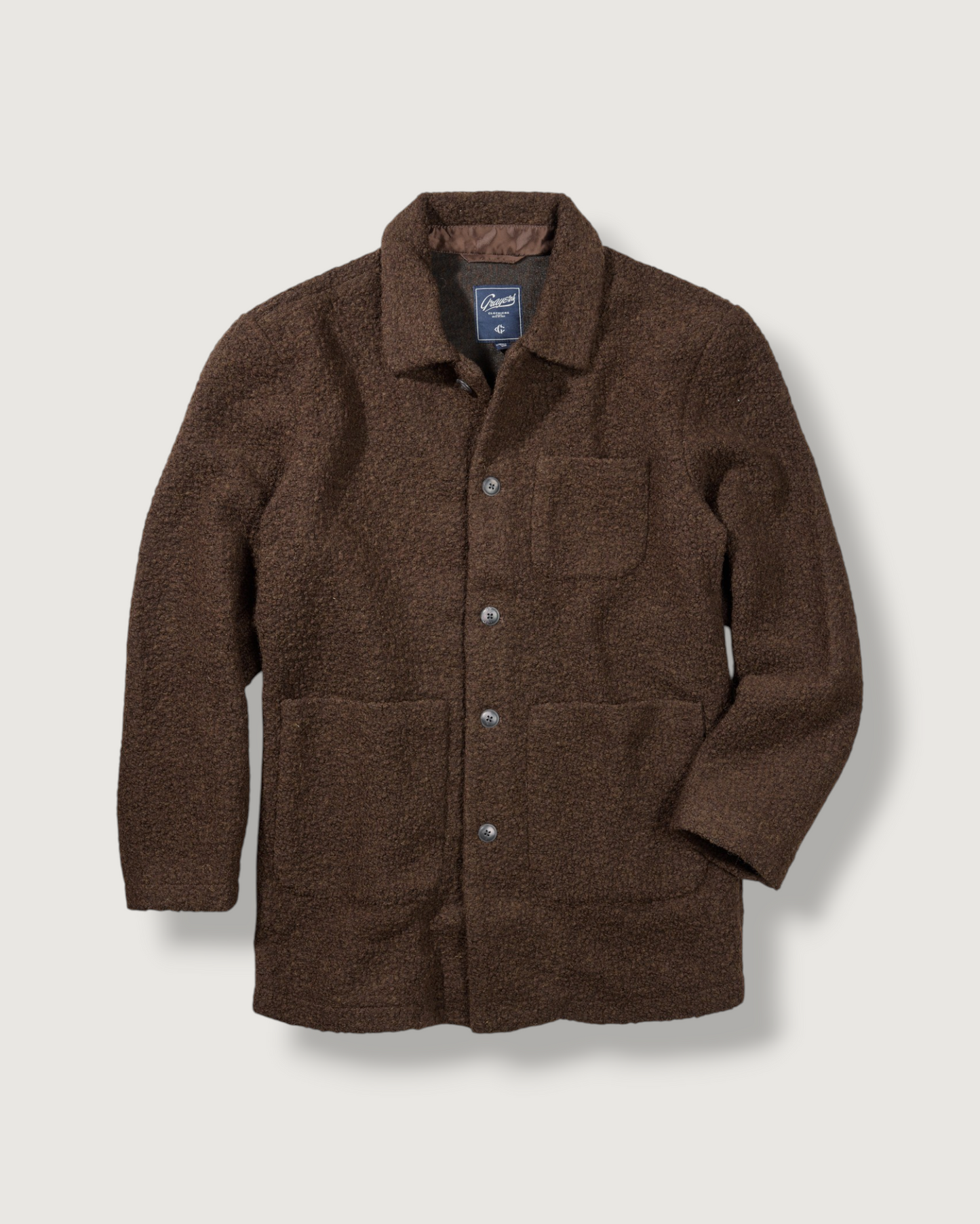 Wool Boucle Car Coat - Dark Chocolate