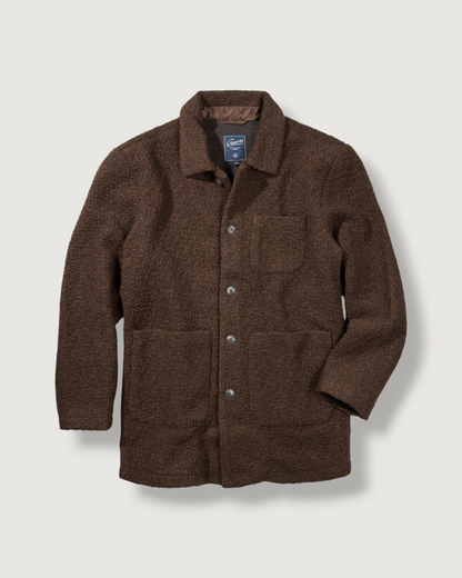 Wool Boucle Car Coat - Dark Chocolate
