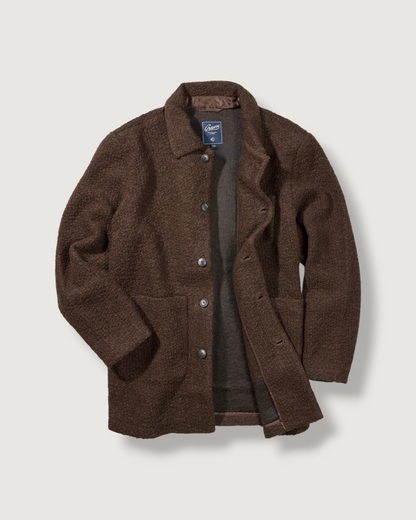 Wool Boucle Car Coat - Dark Chocolate