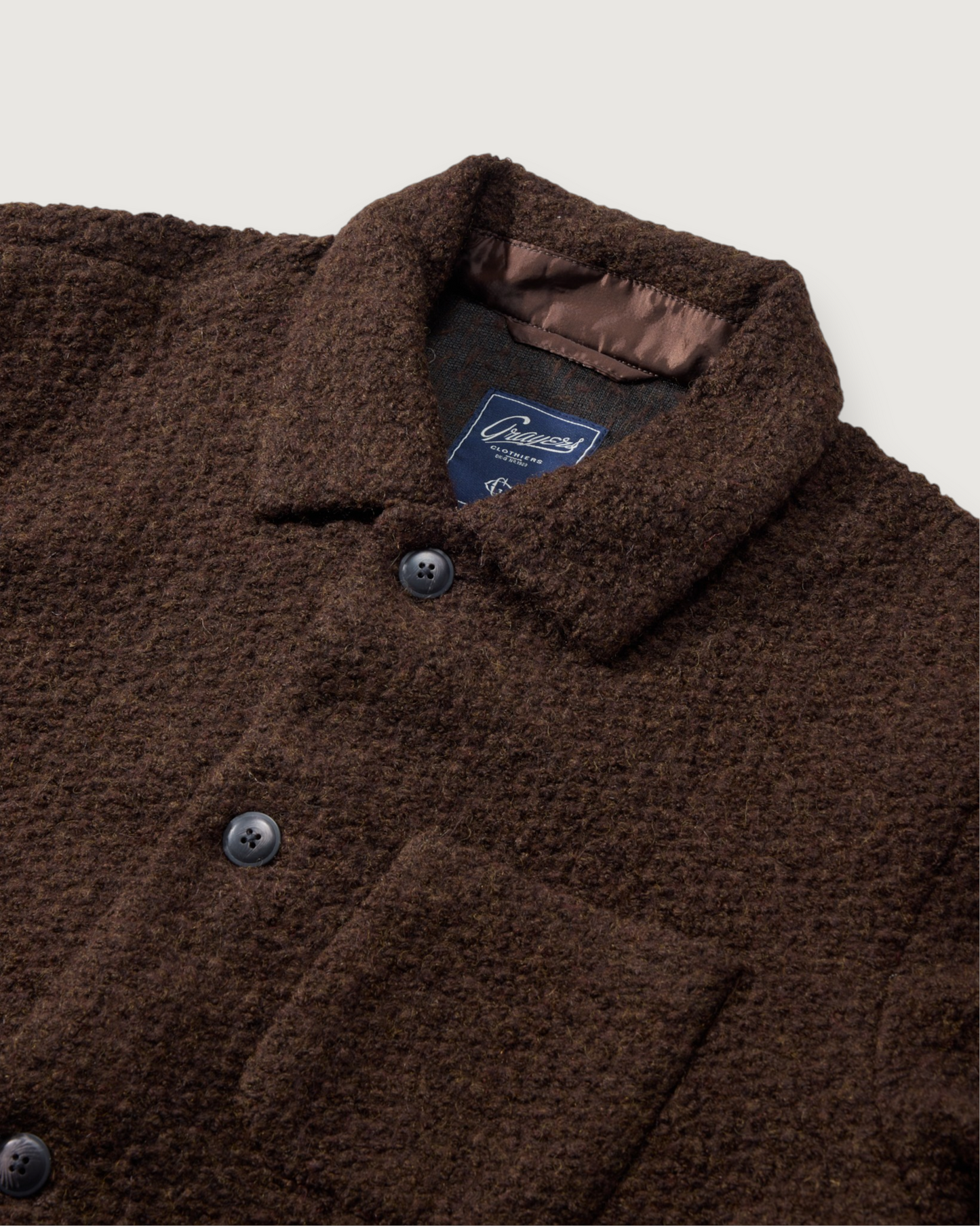 Wool Boucle Car Coat - Dark Chocolate