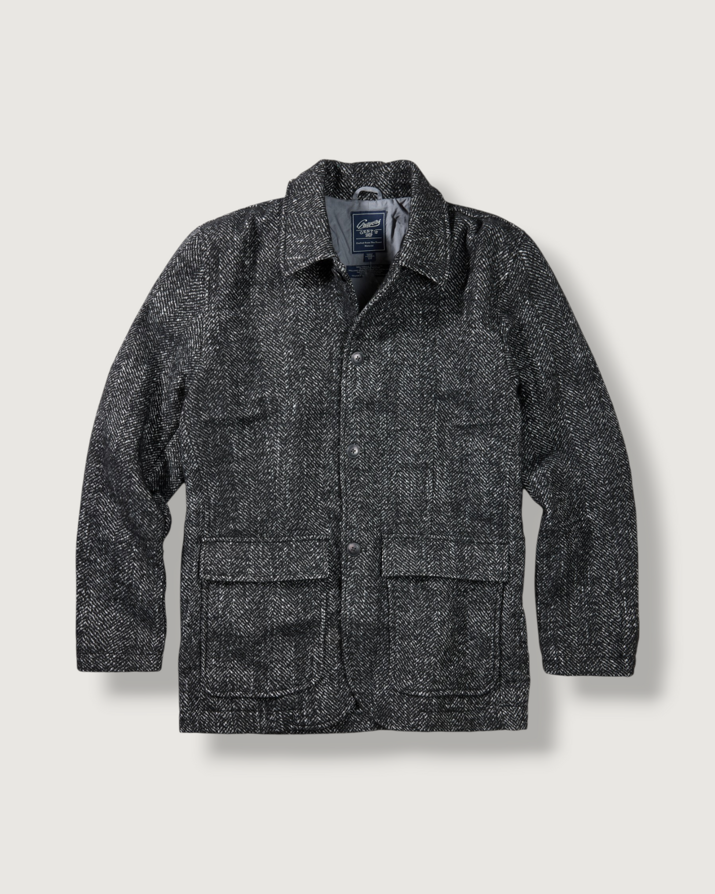 Bogie Wool Herringbone Car Coat - Charcoal