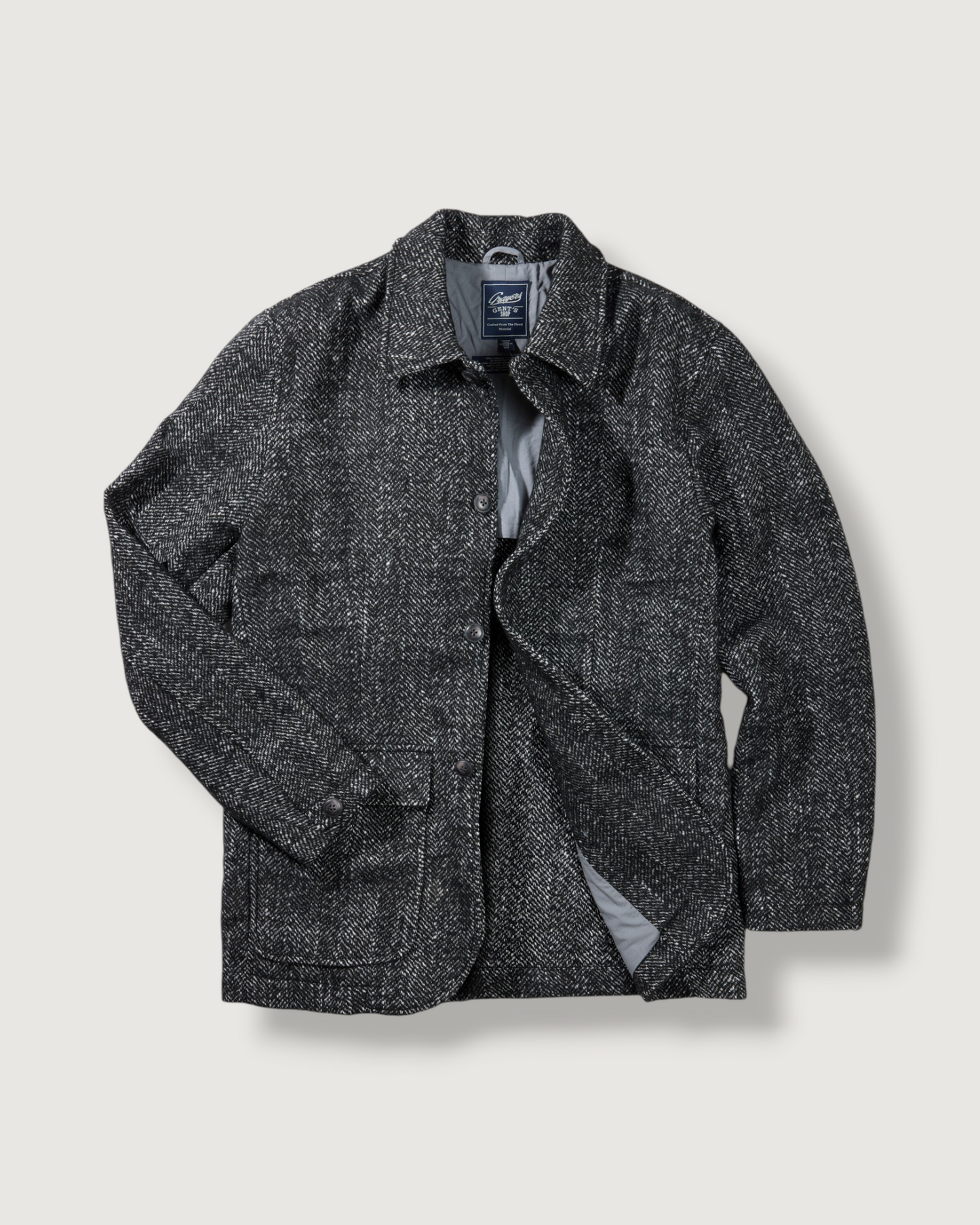 Bogie Wool Herringbone Car Coat - Charcoal