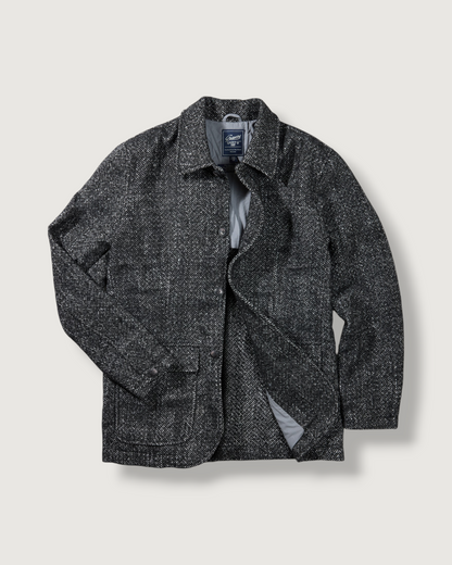 Bogie Wool Herringbone Car Coat - Charcoal
