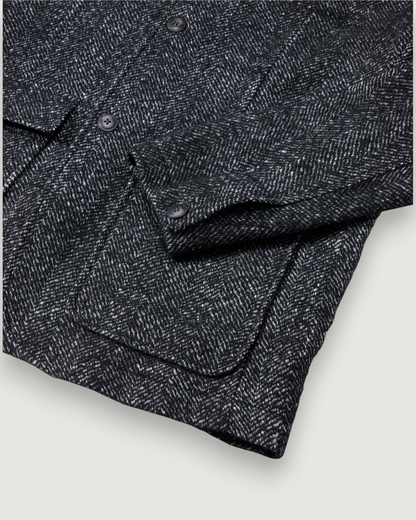 Bogie Wool Herringbone Car Coat - Charcoal