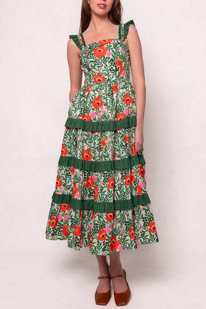 Juno Dress in Green Floral