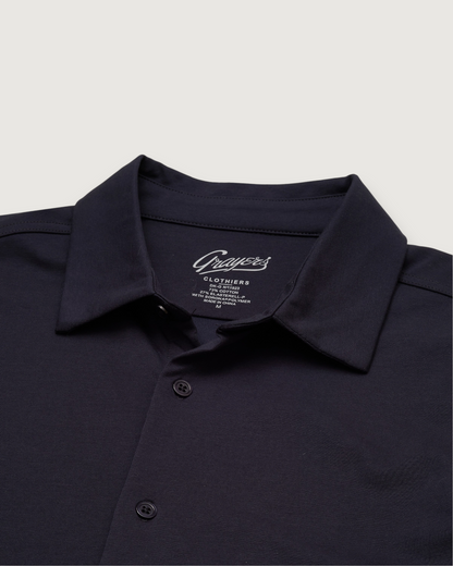 Hackett Cotton Sorona Knit Shirt - Navy