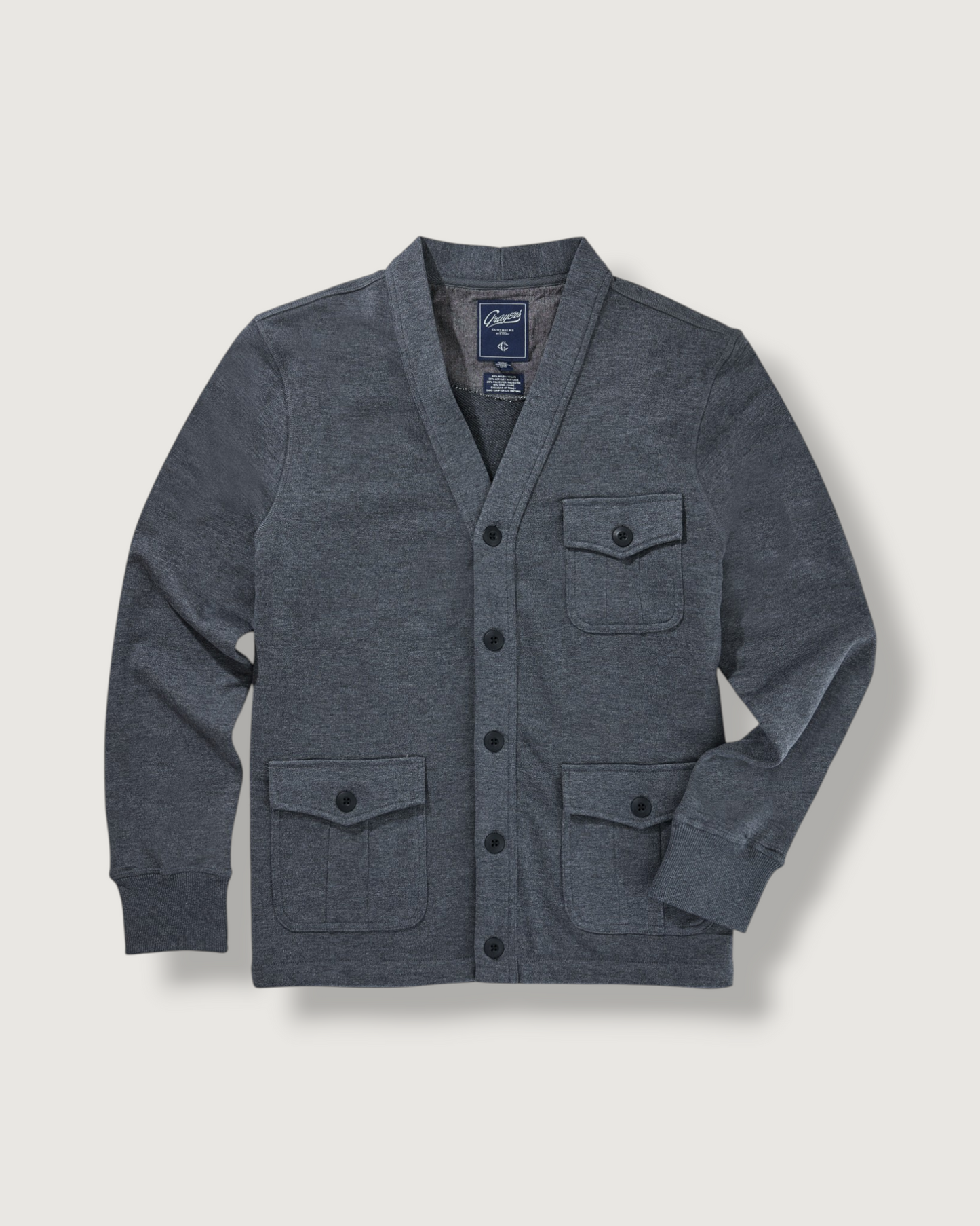 Boise Cotton Wool Terry Cardigan - Charcoal