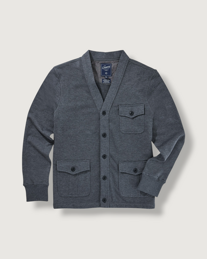 Boise Cotton Wool Terry Cardigan - Charcoal