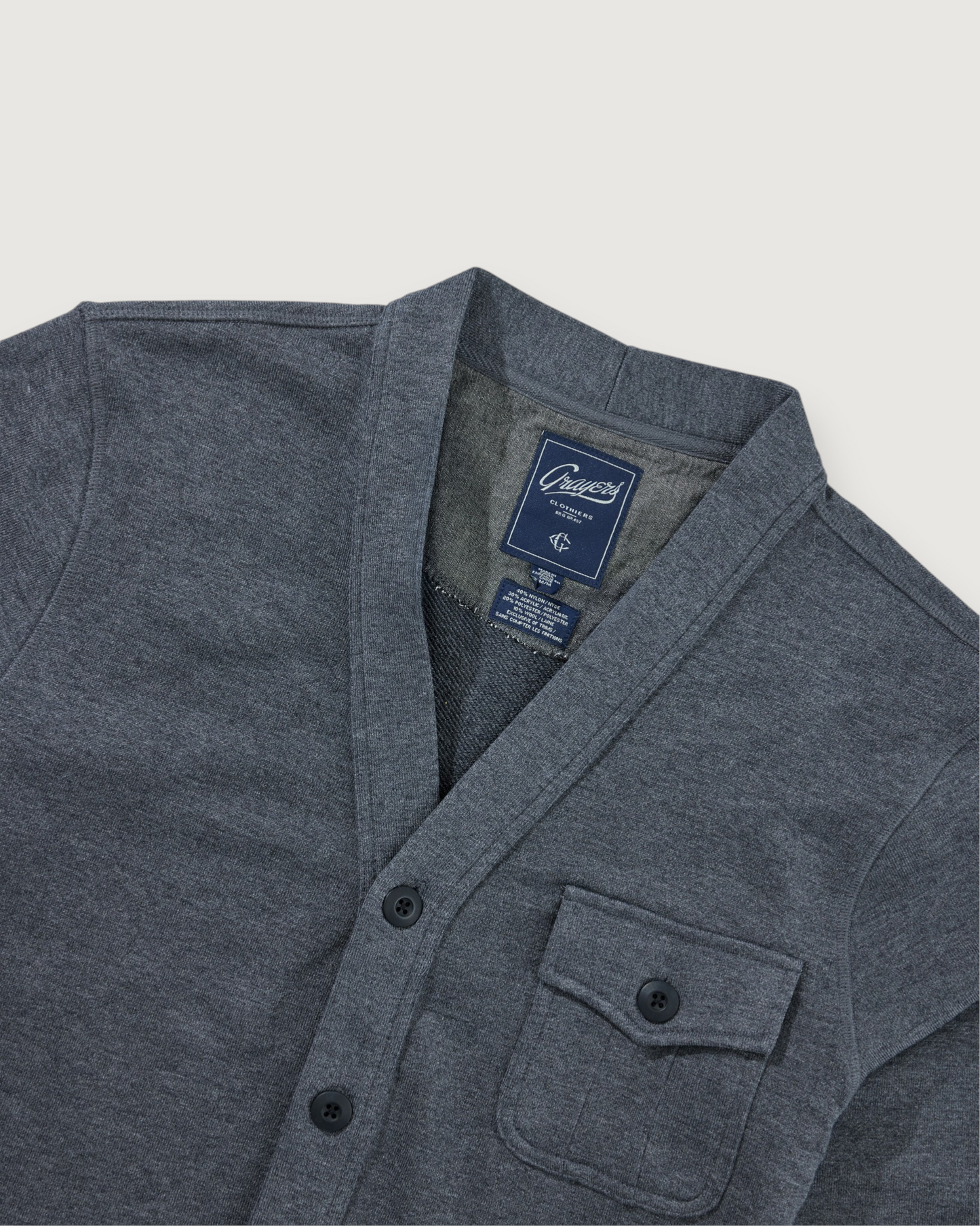 Boise Cotton Wool Terry Cardigan - Charcoal