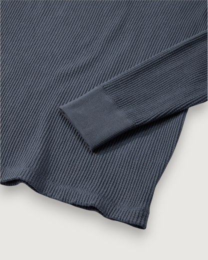 Brawny Waffle Henley - Battleship Gray