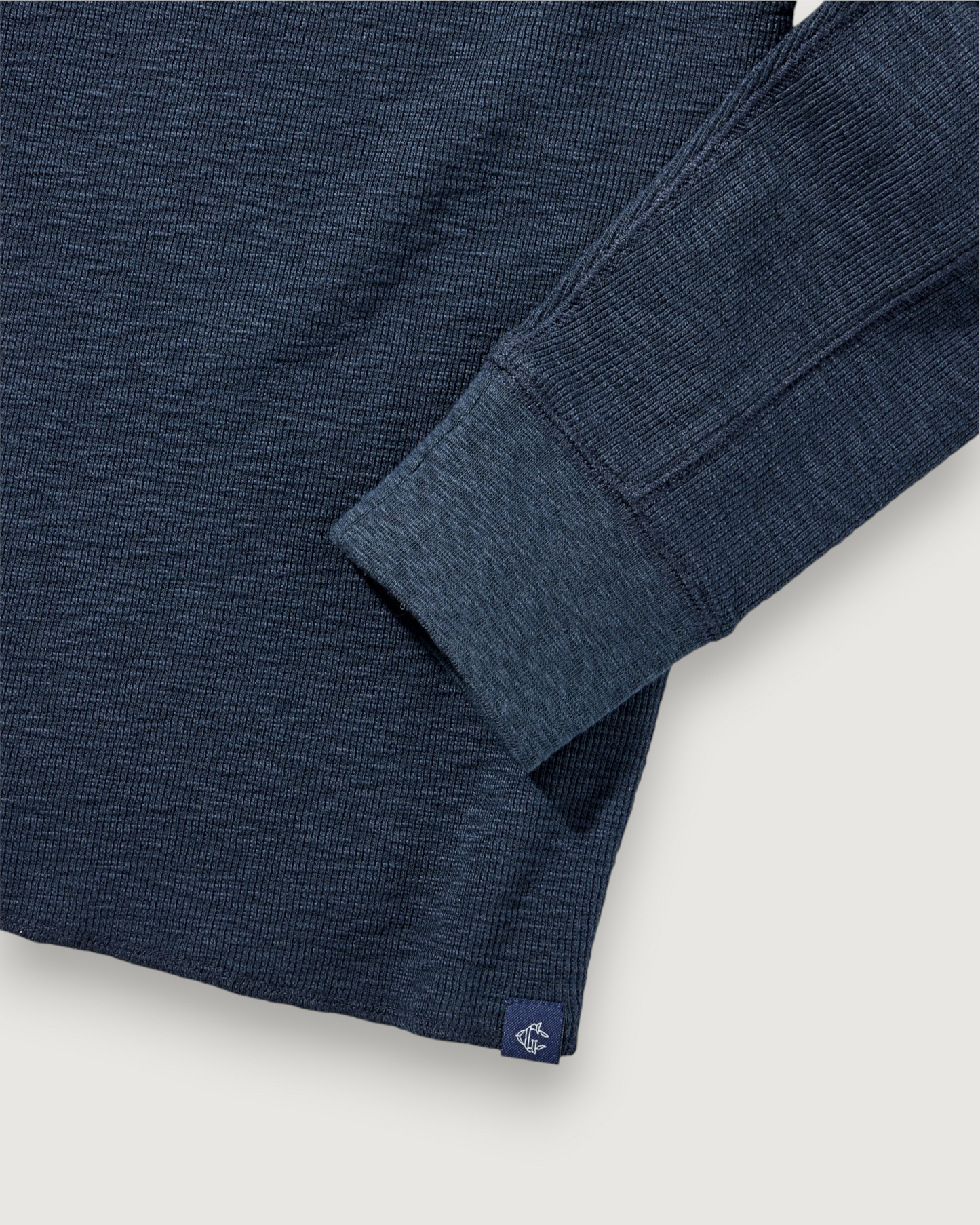 Clint Long Sleeve Waffle Henley - Dark Navy