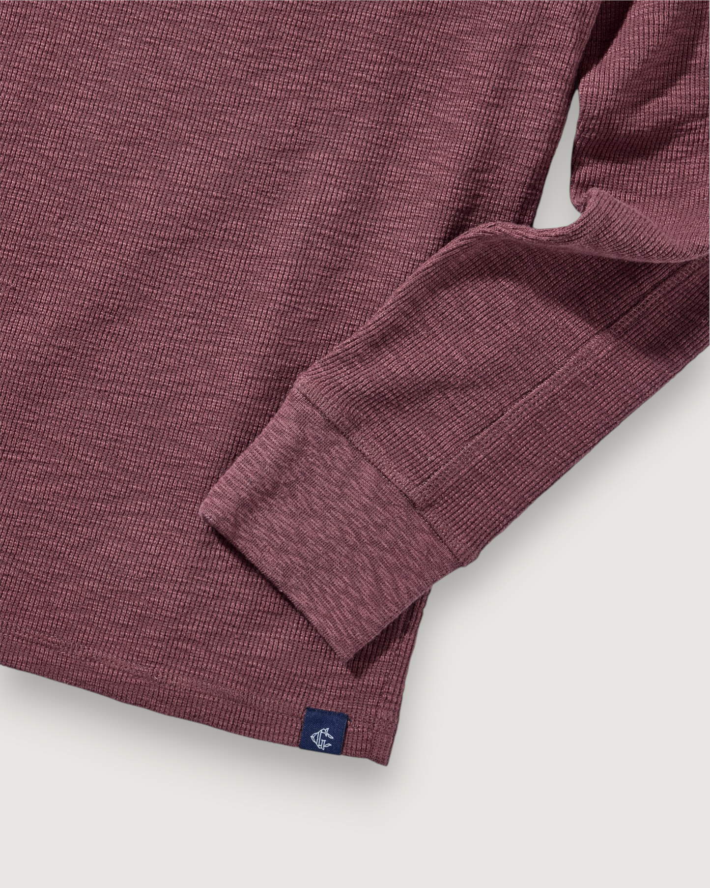 Clint Long Sleeve Waffle Henley - Root Beer