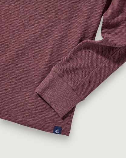 Clint Long Sleeve Waffle Henley - Root Beer