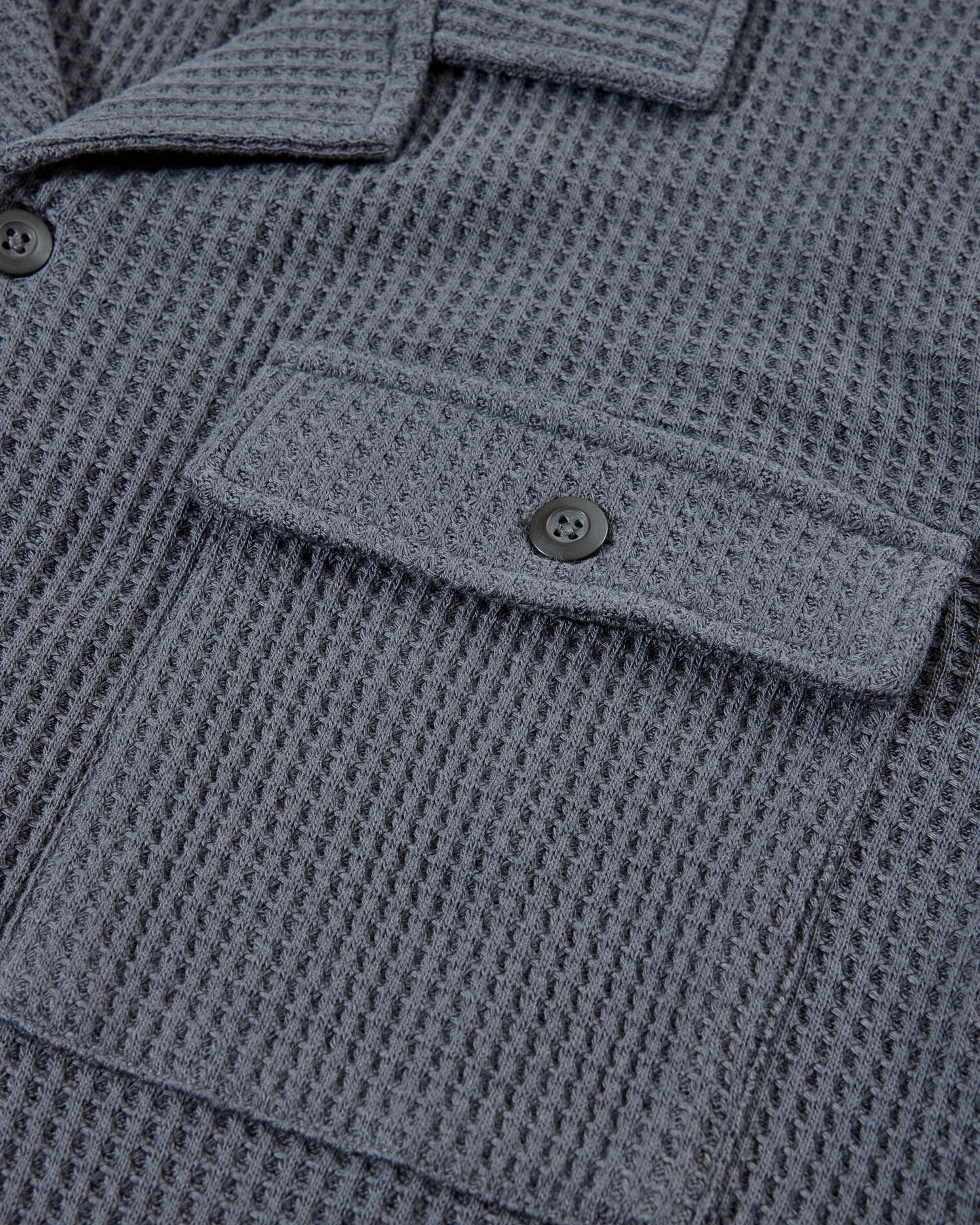 Waffle Button Front Camp Shirt - Charcoal