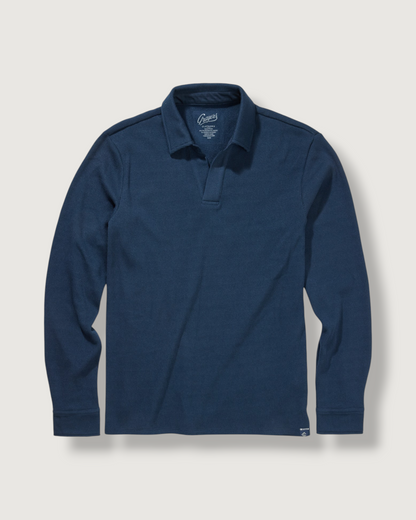 Waffle Johnny Collar  Polo - Navy