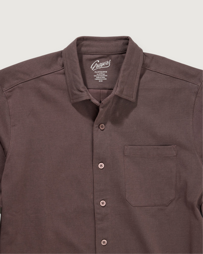 Printed Stretch Cotton Jersey - Plum