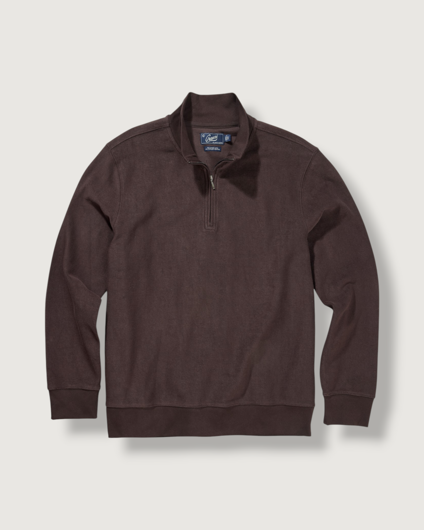 Pembroke Sueded Rib Jacquard 1/4 Zip - Dark Chocolate
